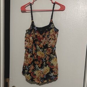 Floral Black Sleeveless Top